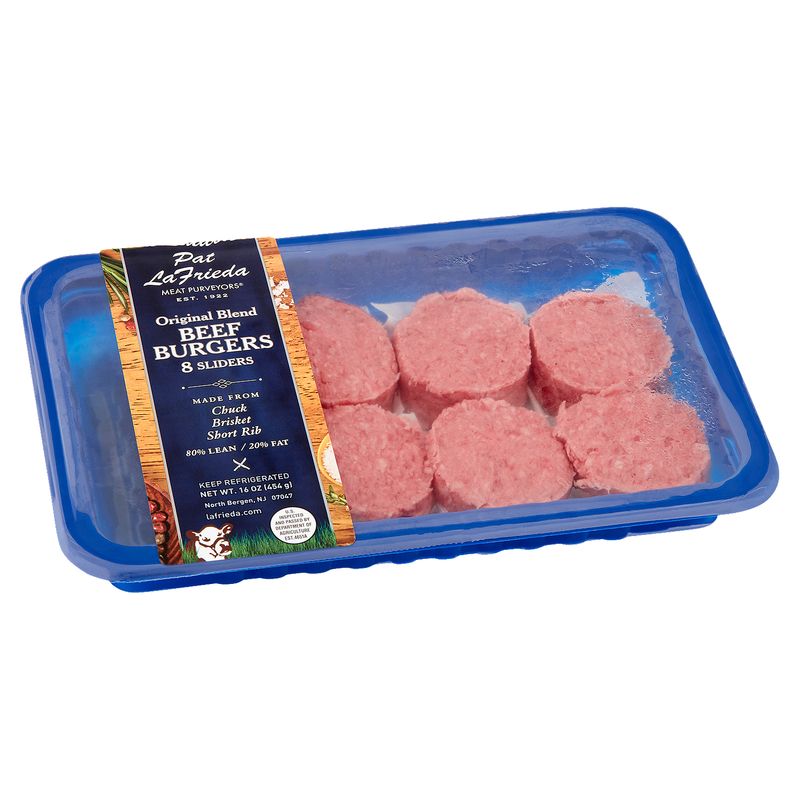 Pat LaFrieda Meat Purveyors 80% Lean / 20% Fat Original Blend Beef Burgers, 8 count, 16 oz