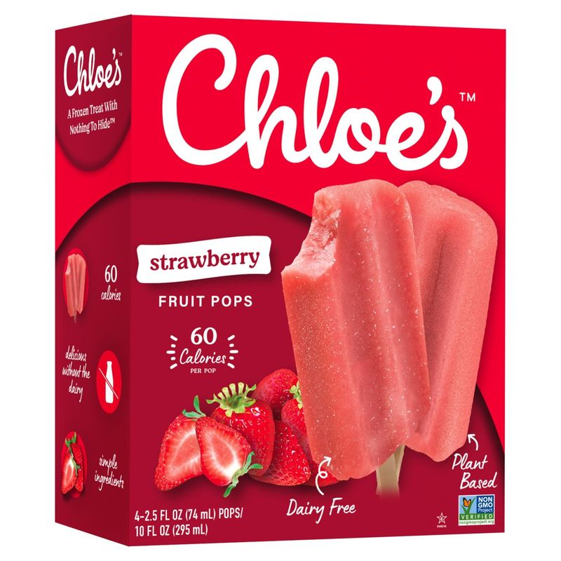 Chloe's Strawberry Fruit Pops, 2.5 fl oz, 4 count