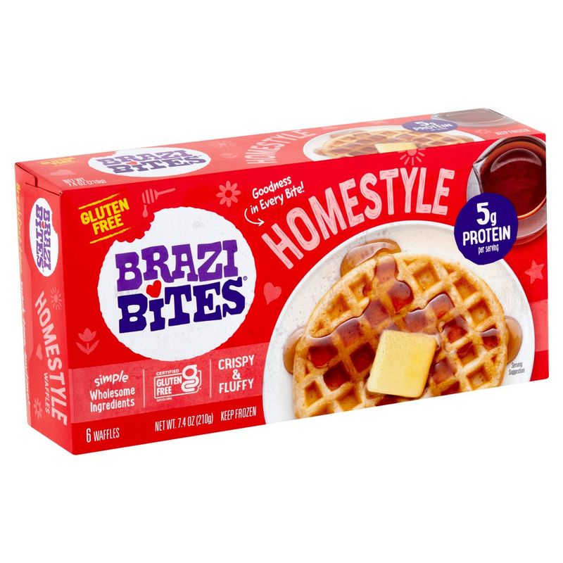 Brazi Bites Gluten Free Homestyle Waffles, 6 count, 7.4 oz