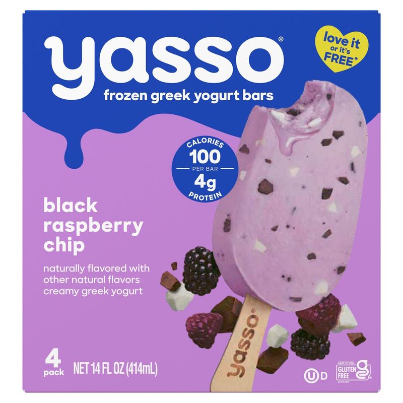 Yasso Black Raspberry Chip Frozen Greek Yogurt Bars, 4 count, 14 fl oz