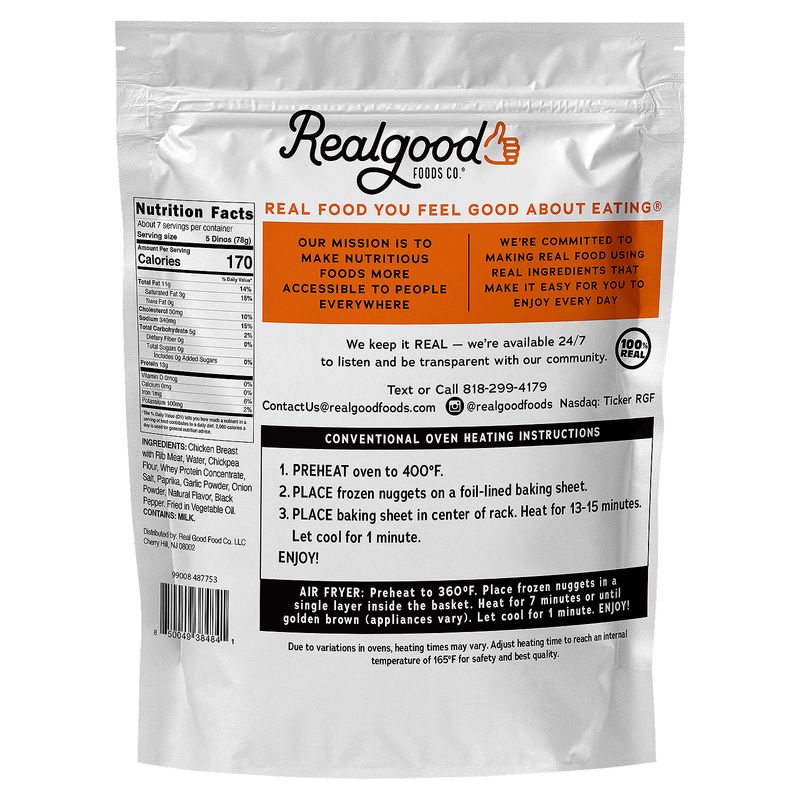 Realgood Foods Co. Lightly Breaded Dino Nuggets, 20 oz