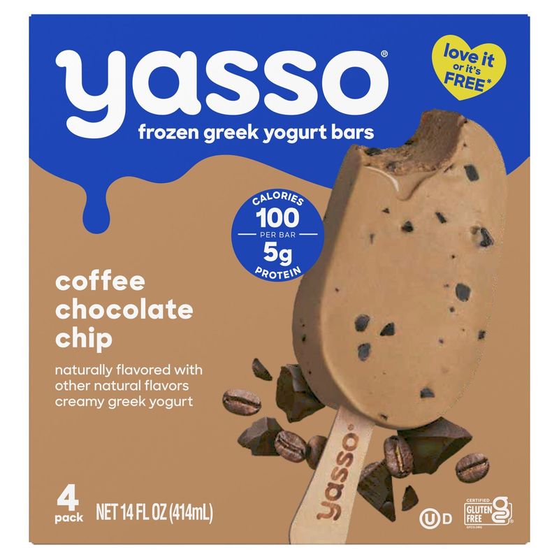 Yasso Coffee Chocolate Chip Frozen Greek Yogurt Bars, 4 count, 14 fl oz