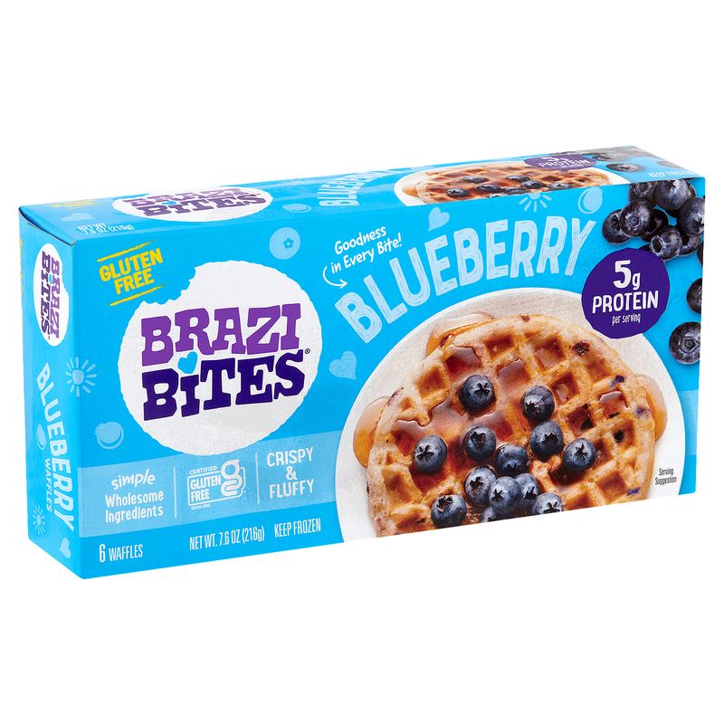 Brazi Bites Gluten Free Blueberry Waffles, 6 count, 7.6 oz