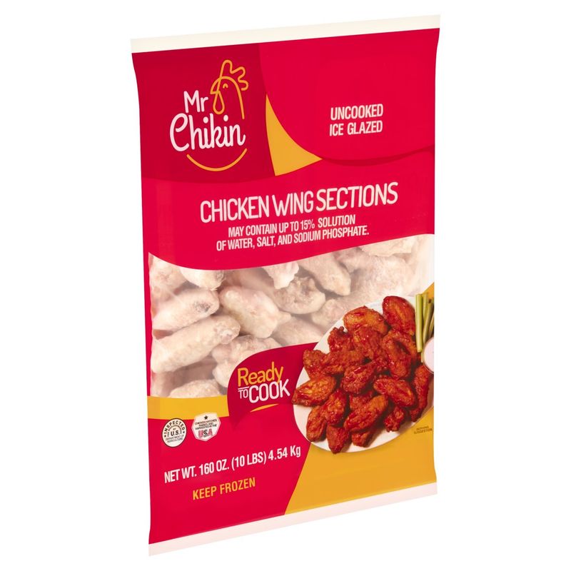 Mr Chikin Uncooked Ice Glazed Chicken Wing Sections, 160 oz