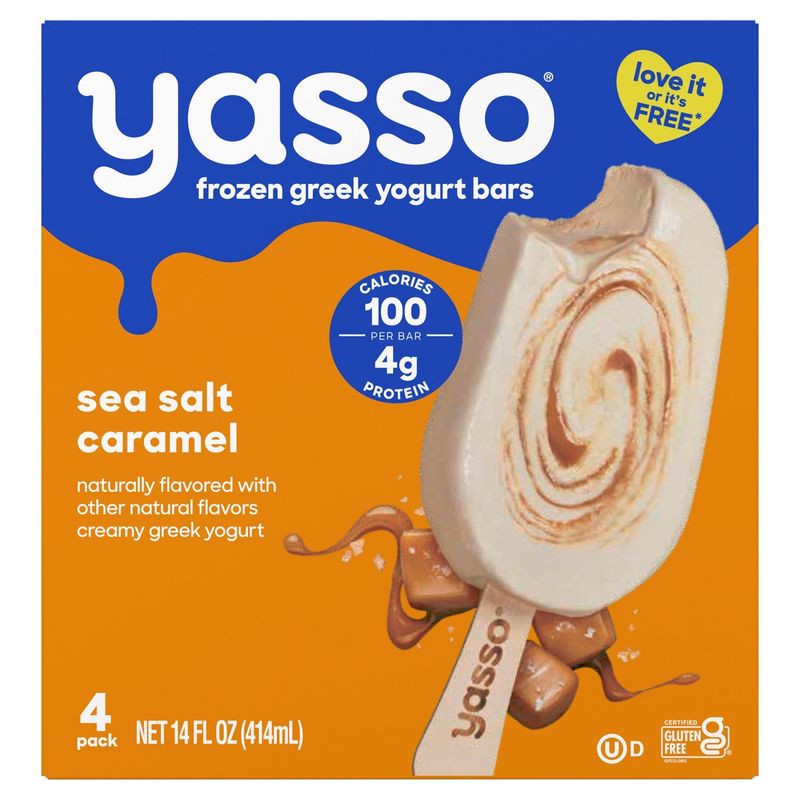 Yasso Sea Salt Caramel Frozen Greek Yogurt Bars, 4 count, 14 fl oz