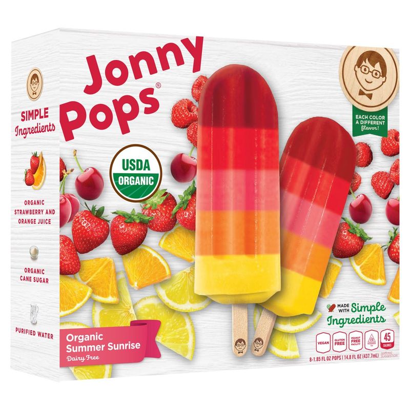 JonnyPops Dairy Free Organic Summer Sunrise Pops, 1.85 fl oz, 8 count