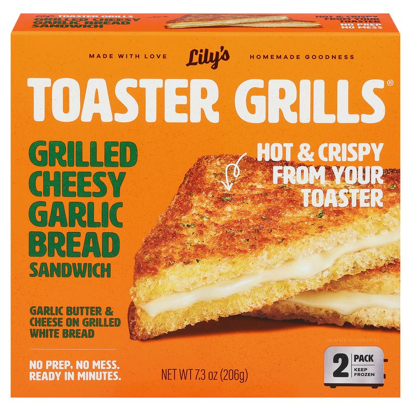 Lily's Toaster Grills Grilled Cheesy Garlic Bread Sandwich, 2 count, 7.3 oz