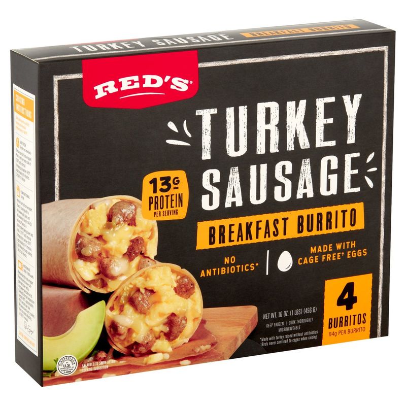 Red's Turkey Sausage Breakfast Burrito, 4 count, 16 oz