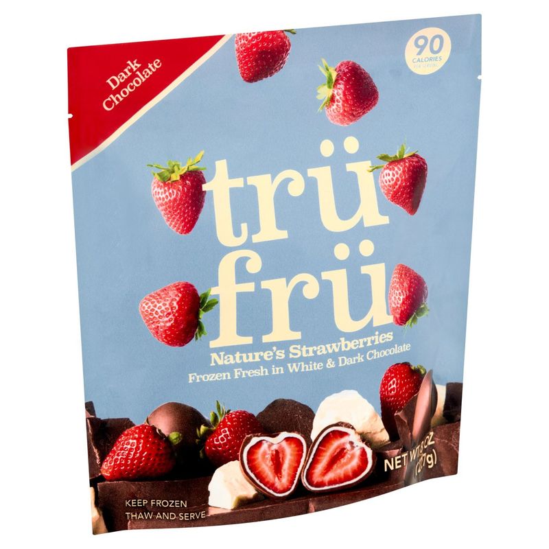 Trü Frü Nature's Strawberries Frozen Fresh in White &amp; Dark Chocolate, 8 oz