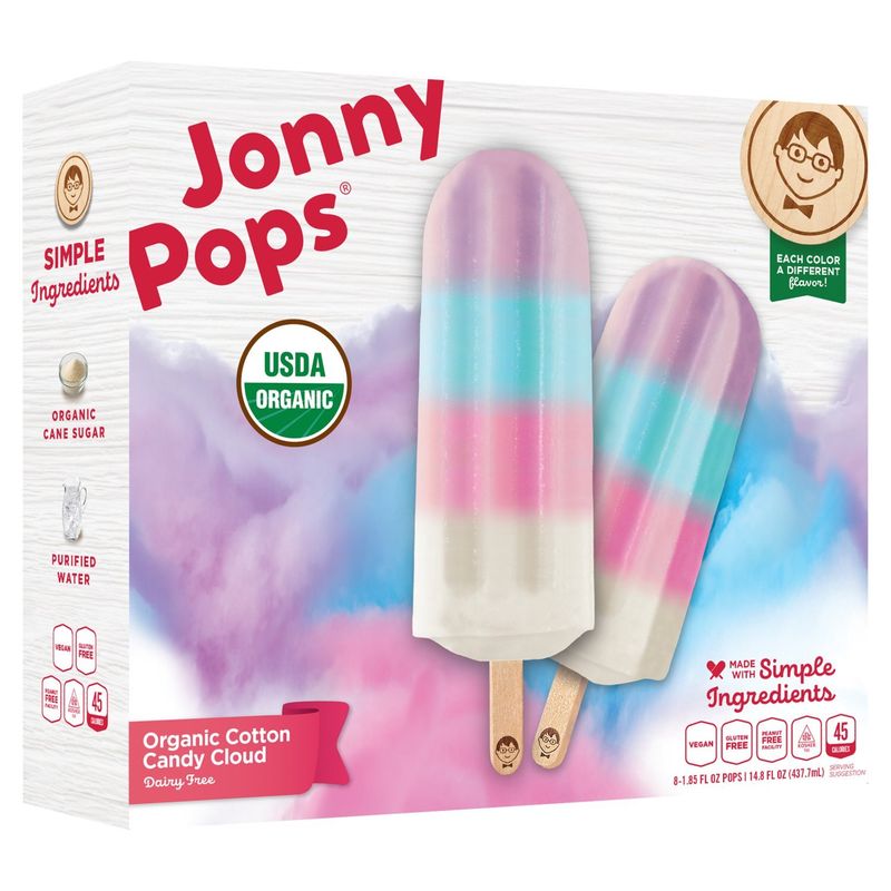 JonnyPops Organic Cotton Candy Cloud, 1.85 oz, 8 count