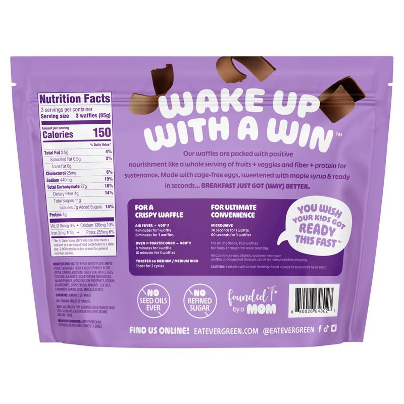 Evergreen Chocolate Zucchini Bread Mini Waffles, 9 count, 9 oz