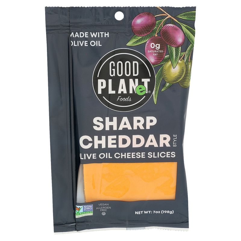 Good Planet Foods Sharp Cheddar Style Olive Oil Cheese Slices, 7 oz