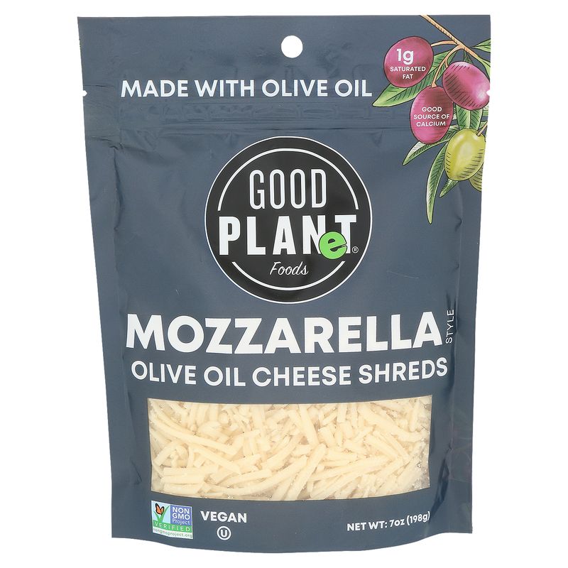 Good Planet Foods Mozzarella Style Olive Oil Cheese Shreds, 7 oz