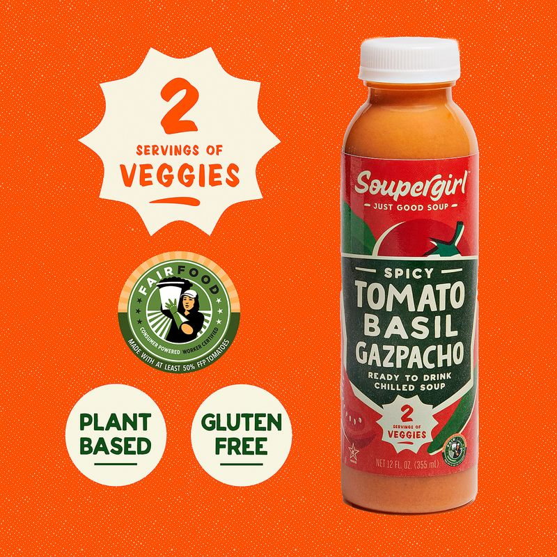 Soupergirl Spicy Tomato Basil Gazpacho Chilled Soup, 12 fl oz