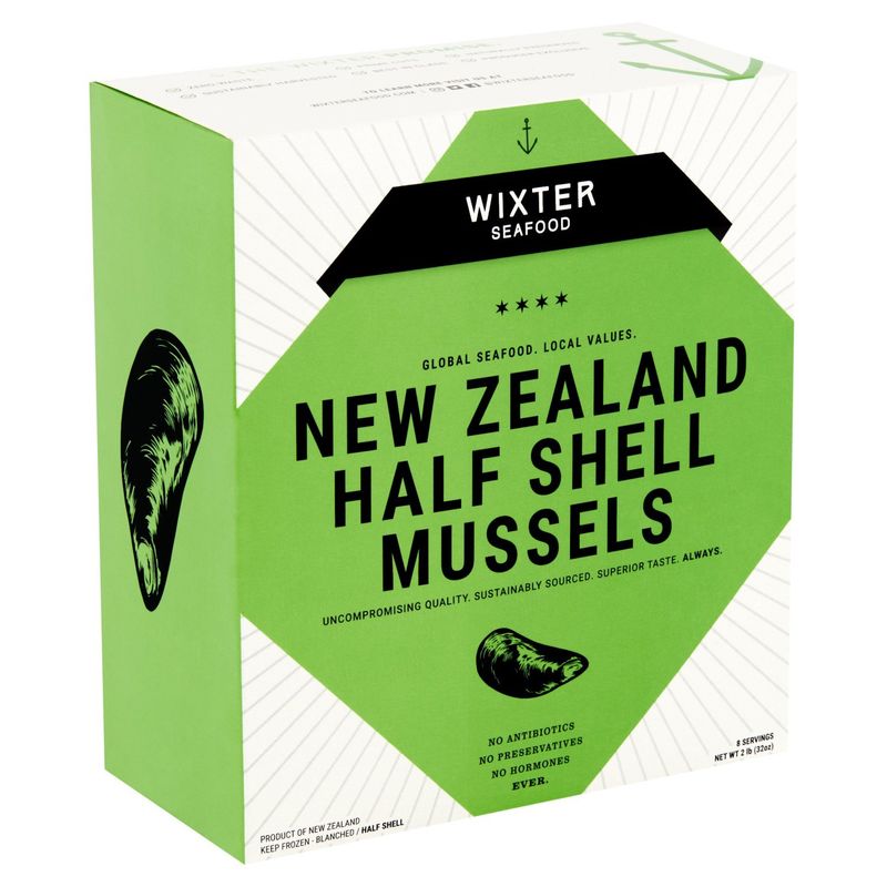 Wixter Seafood New Zealand Half Shell Mussels, 2 lb
