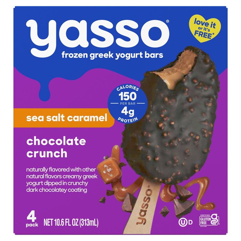 Yasso Sea Salt Caramel Chocolate Crunch Frozen Greek Yogurt Bars, 4 count, 10.6 fl oz