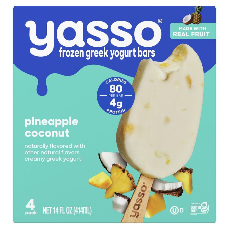 Yasso Pineapple Coconut Frozen Greek Yogurt Bars, 4 count, 14 fl oz