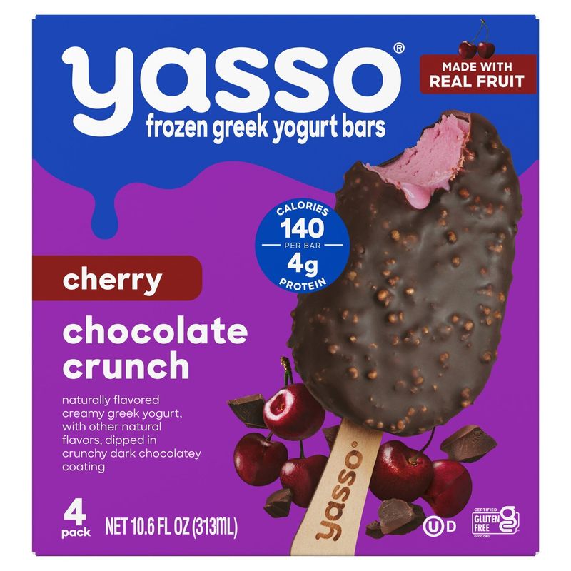 Yasso Cherry Chocolate Crunch Frozen Greek Yogurt Bars, 4 count, 10.6 fl oz