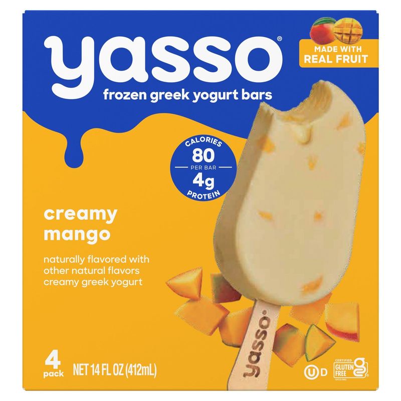 Yasso Creamy Mango Frozen Greek Yogurt Bars, 4 count, 14 fl oz