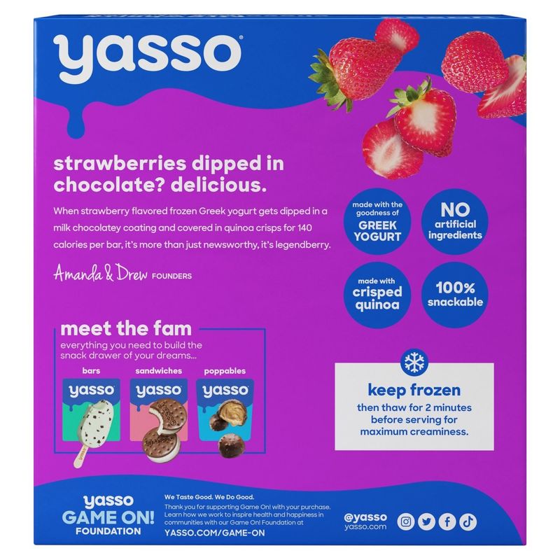 Yasso Strawberry Chocolate Crunch Frozen Greek Yogurt Bars, 4 count, 10.6 fl oz