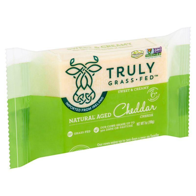 Truly Grass Fed Natural Aged Cheddar Cheese, 7 oz