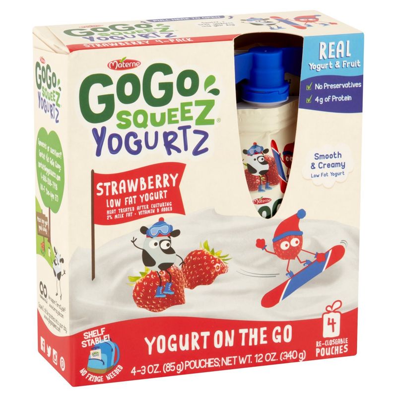 Materne GoGo Squeez Strawberry Yogurtz, 3 oz, 4 count