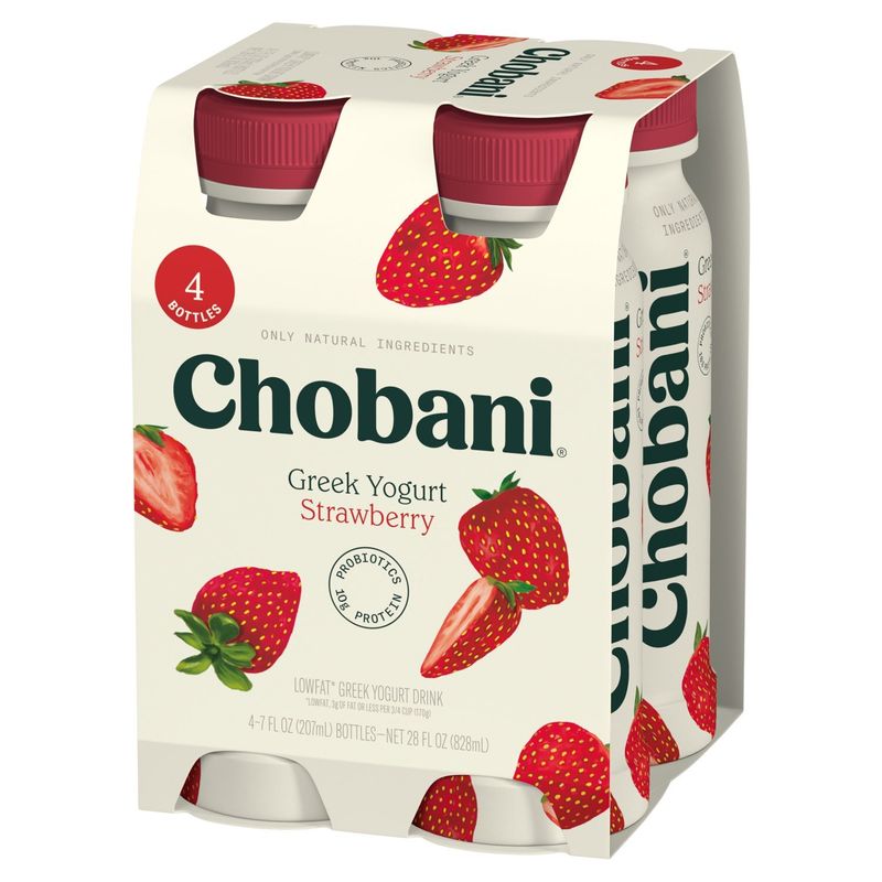 Chobani Strawberry Greek Yogurt Drink, 7 fl oz, 4 count