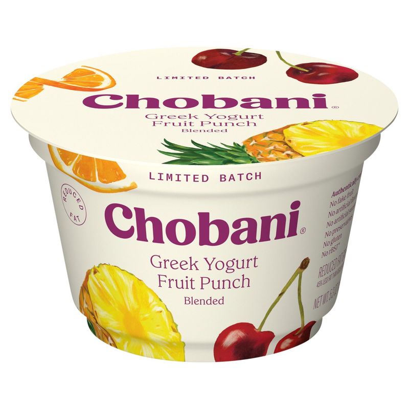 Chobani Fruit Punch Blended Reduced Fat Greek Yogurt Limited Batch, 5.3 oz