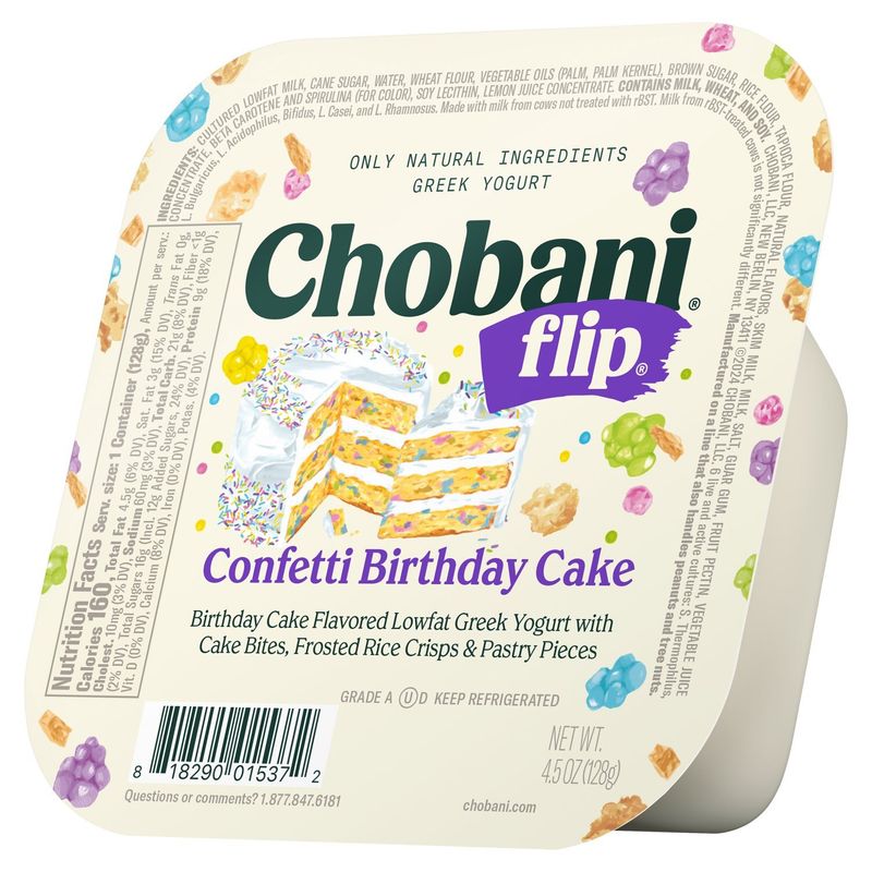 Chobani Flip Confetti Birthday Cake Flavored Lowfat Greek Yogurt, 4.5 oz