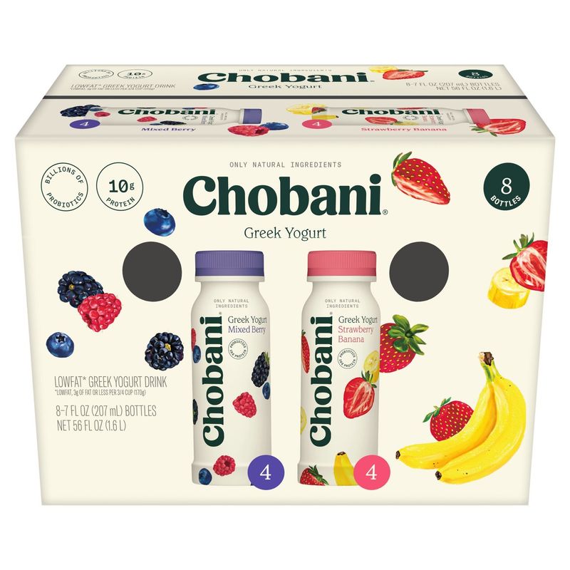 Chobani Lowfat Greek Yogurt Drink, 7 fl oz, 8 count