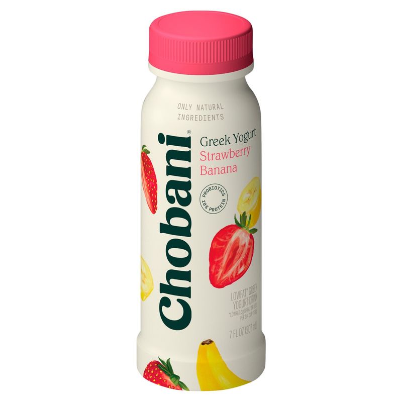 Chobani Strawberry Banana Lowfat Greek Yogurt Drink, 7 fl oz