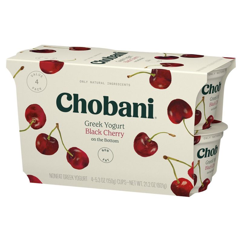 Chobani Black Cherry on the Bottom Nonfat Greek Yogurt Value Pack, 5.3 oz, 4 count