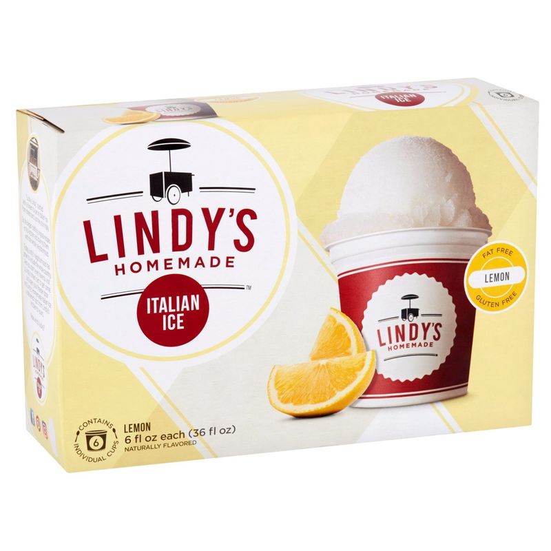 Lindy's Homemade Lemon Italian Ice, 6 fl oz, 6 count