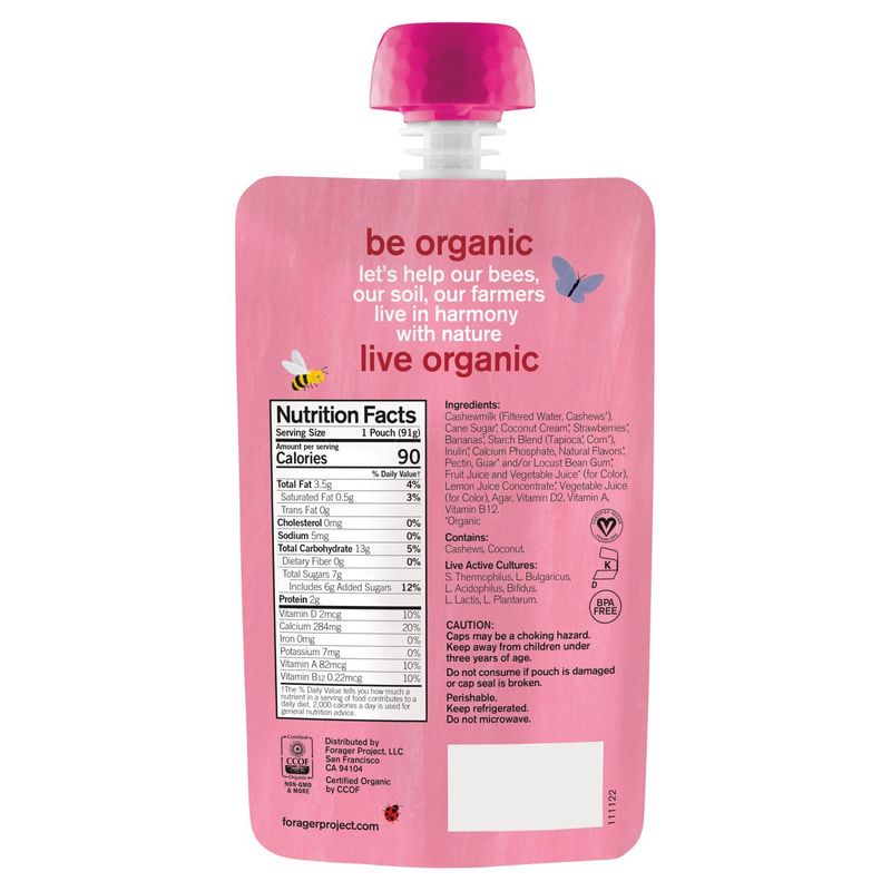 Forager Project Organic Strawberry Banana Cashewmilk Dairy-Free Yogurt Alternative, 3.2 oz