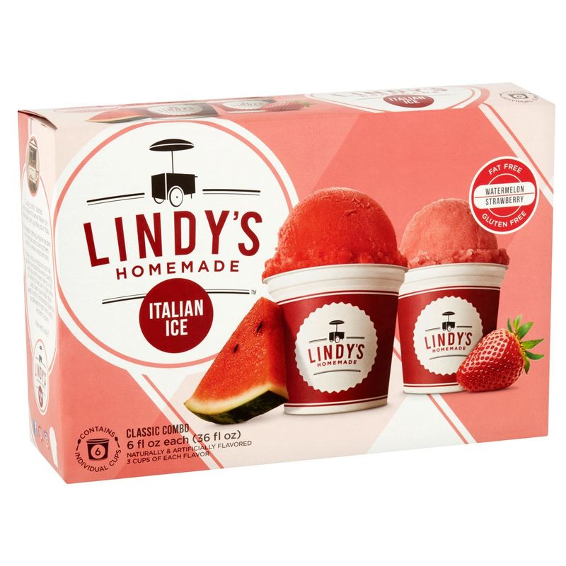 Lindy's Homemade Classic Combo Italian Ice, 6 fl oz, 6 count