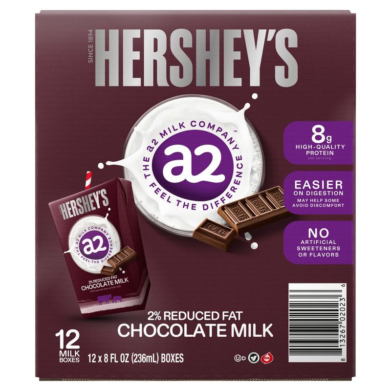 The a2 Milk Company a2 Hershey's 2% Reduced Fat Chocolate Milk, 8 fl oz, 12 count