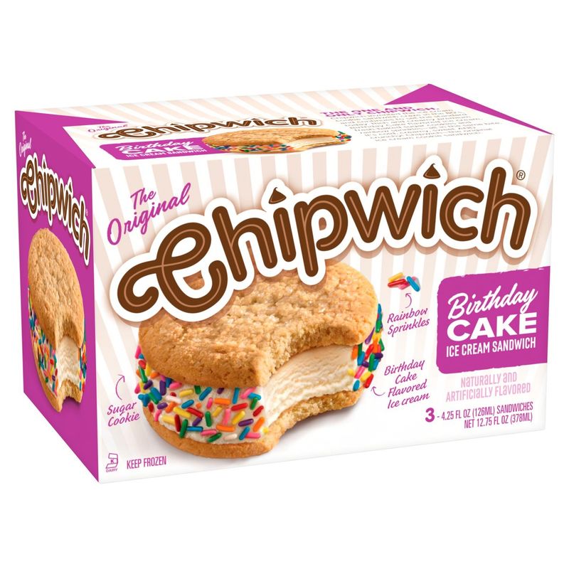 The Original Chipwich Birthday Cake Ice Cream Sandwich, 4.25 FL OZ, 3ct
