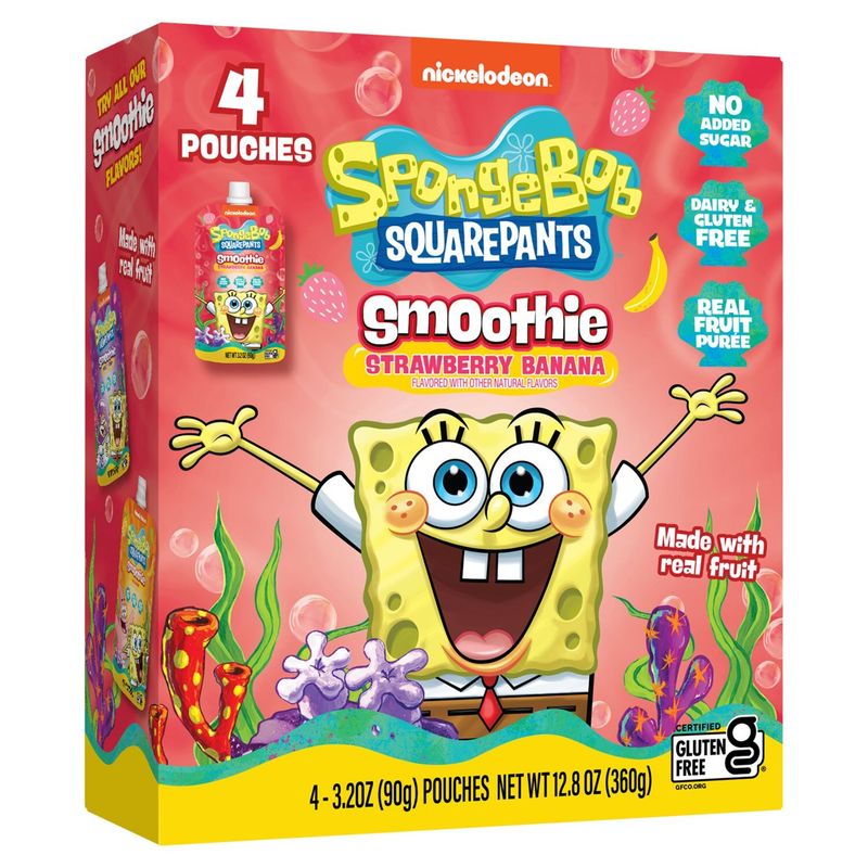 Nickelodeon Spongebob Squarepants Strawberry Banana Smoothie, 3.2 oz, 4 count