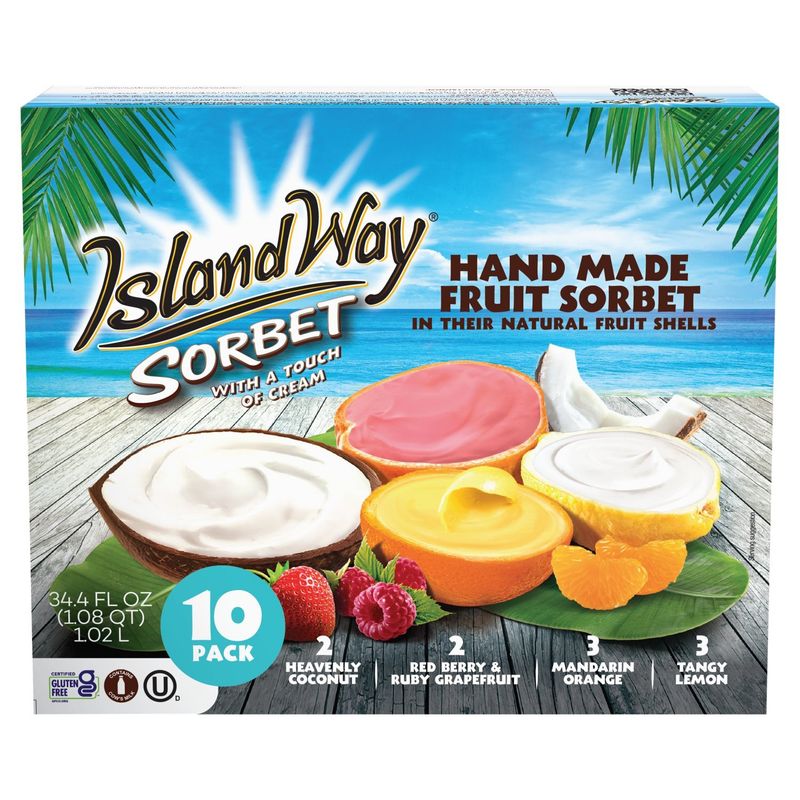 Island Way Sorbet Fruit Shells, 10 count, 34.4 fl oz