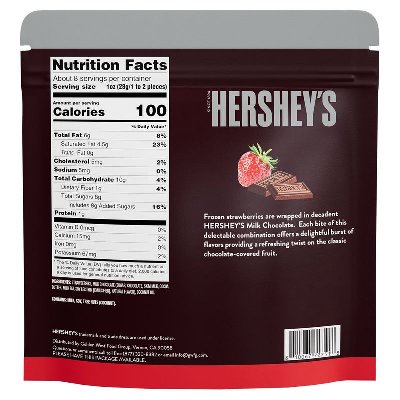 Hershey's Milk Chocolate Strawberries Frozen Fruit, 8 oz