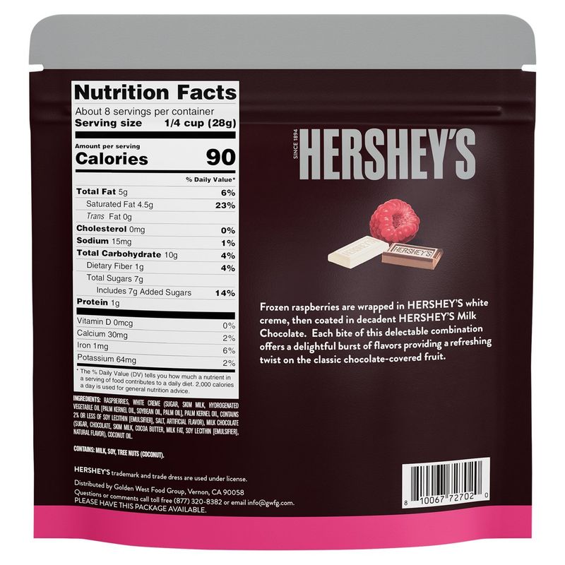 Hershey's White Creme &amp; Milk Chocolate Raspberries Frozen Fruit, 8 oz