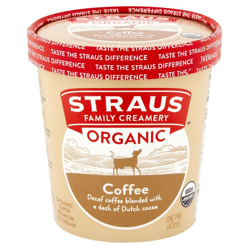 Straus Family Creamery Coffee Organic Super Premium Ice Cream, 1 pint