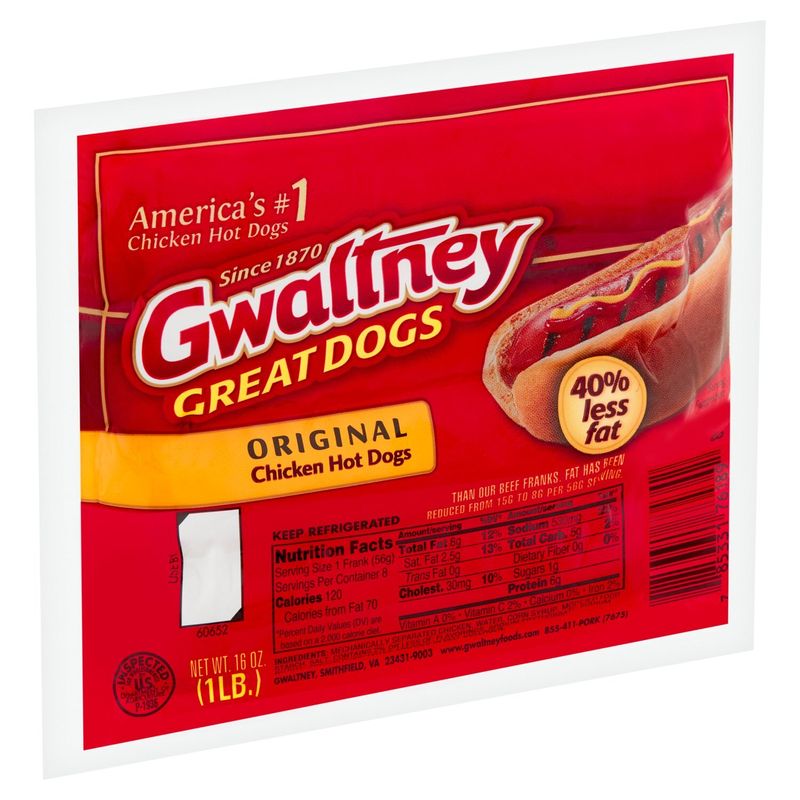 Gwaltney Original Chicken Hot Dogs, 16 oz