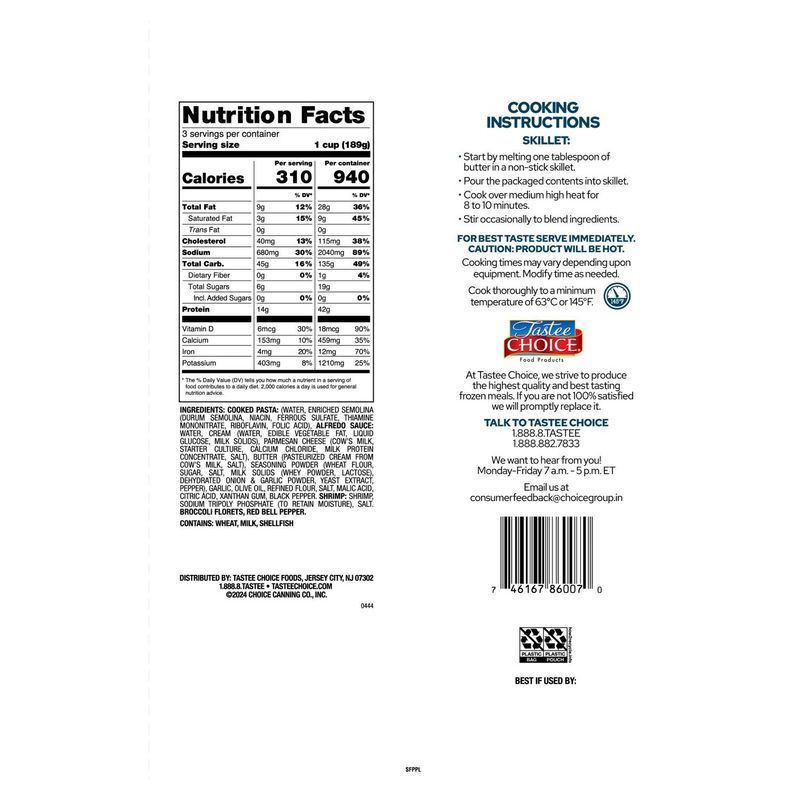 Tastee Choice Shrimp Alfredo, 20 oz