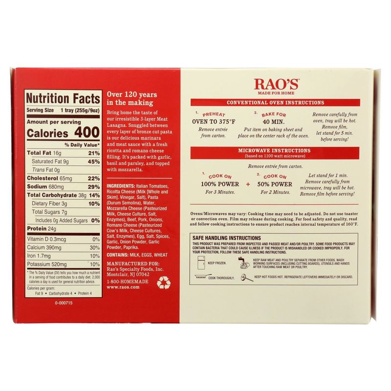 Rao's Meat Lasagna, 9 oz