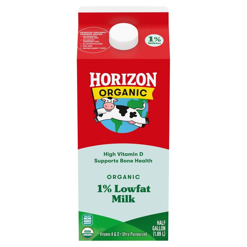 Horizon Organic Organic 1% Lowfat Milk, half gallon