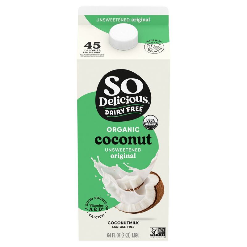 So Delicious Dairy Free Unsweetened Original Organic Coconutmilk, 64 fl oz