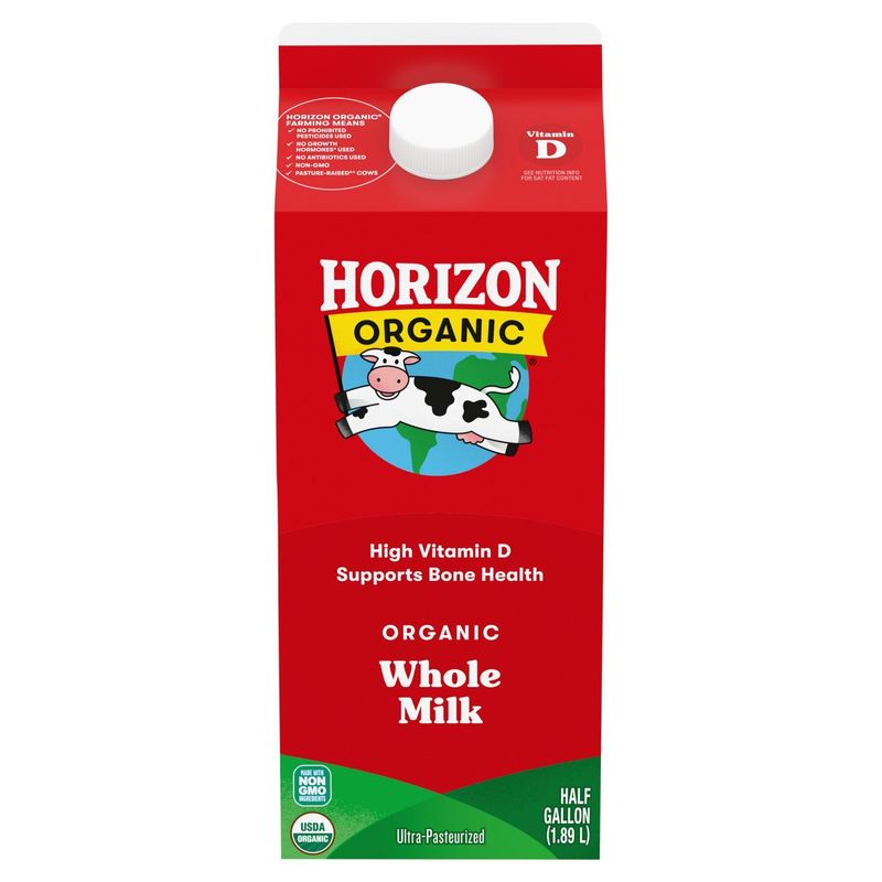 Horizon Organic Organic Ultra-Pasteurized Whole Milk, half gallon