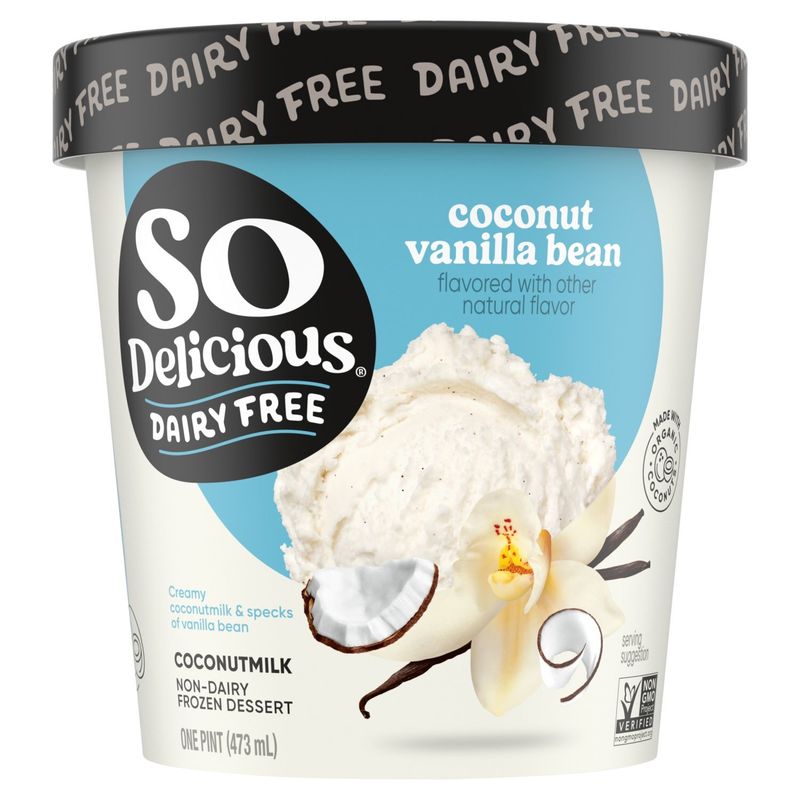 So Delicious Dairy Free Vanilla Bean Coconutmilk Non-Dairy Frozen Dessert, one pint