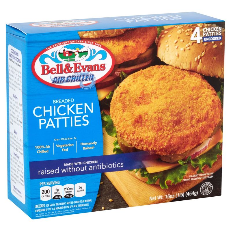 Bell &amp; Evans Breaded Chicken Patties, 4 count, 16 oz